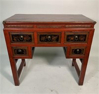 19th Century Chinoiserie Red Lacquer Desk