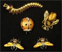 (5) BUG & INSECT COSTUME JEWELRY PINS