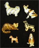 (6) ENAMEL DOG AND CAT PINS