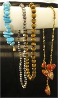 (4) PCS. COSTUME JEWELRY with NATURAL STONES