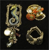 (3) PIECES SEA-LIFE INSPIRED COSTUME JEWELRY