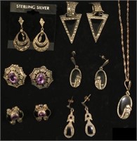 LOT OF STERLING, MARCASITE & ART DECO JEWELRY