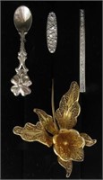 (4) STERLING BROOCHES
