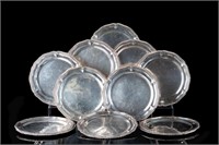 SET OF TWELVE MEXICAN SILVER CHARGER PLATES