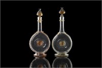 PAIR OF EARLY VENETIAN GOLD FLECKED DECANTERS