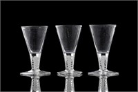 ENGLISH GEORGIAN AIR TWIST THREE WINE GLASS SET