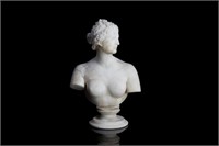 ANTIQUE WHITE MARBLE BUST OF A WOMAN
