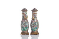 PAIR OF CHINESE FAMILLE ROSE PORCELAIN TABLE LAMPS