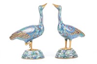 PAIR OF CHINESE CLOISONNE DUCK FIGURES