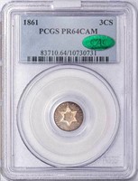 3CS 1861 PCGS PR64 CAM CAC
