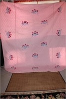 Handmade Quilted Pink Twin Bedspread
