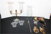 Party Lite Candle & Brass Candelabra & Wall Sconce