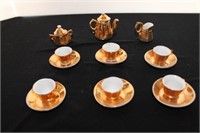 Handmade Miniature Gold Lustre Tea Set