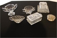 Pressed Clear Glass Butter & Cheese Containers
