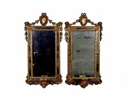 PAIR OF ANTIQUE ENGLISH GILT FRAMED MIRRORS