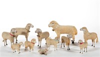 GERMAN COMPOSITION / PAPIER MACHE AND WOOD SHEEP