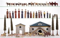 GERMAN PAINTED WOOD FIGURES, UNCOUNTED LOT, more