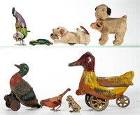 VINTAGE WIND-UP AND OTHER TOYS, LOT OF EIGHT,
