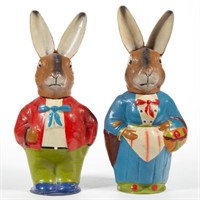 GERMAN MOLDED CARDBOARD RABBIT CANDY CONTAINERS,