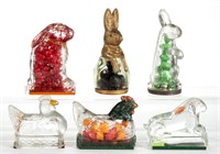 ASSORTED GLASS FIGURAL NOVELTY CANDY CONTAINERS,