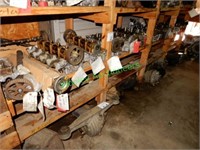 10 Assorted Cylinder Heads & Misc. Parts in Row