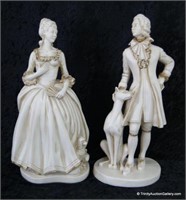 Vintage Colonial Couple Chalkware Figurines