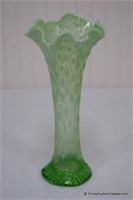 Northwood Green Opalescent Glass Tree Trunk Vase