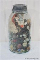 Antique & Vintage Buttons in Quart Blue Mason Jar