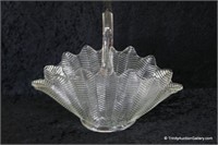 Vintage L.E. Smith Glass Feather Pattern Basket