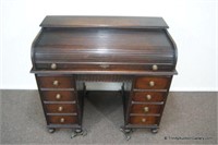 Antique c.1900 Angus English Oak Roll Top Desk