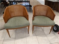 Pair of Wicker Backed Mid-Century Club Chairs
