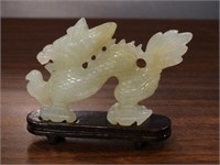 Carved Jade Dragon on Stand