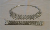 Silvertone Ornate Necklace & Bracelet Lot