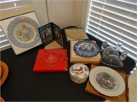 Assorted Lot of Cabinet Plates & Decor Items