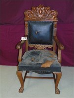Carved Oak Chair with Griffins