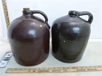 2 Brown Glaze Stoneware Jugs
