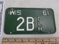1961 Wisconsin Dealers Motorcycle License Plate