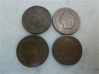 4 Indian Head Pennies - 1882, 1887, 1888, 1889