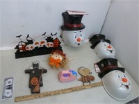 3 Trimmerry Snow Man Porch Light Up Covers,