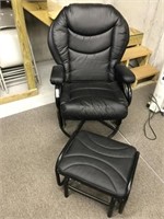 Black Swivel/Rocking Chair with Foot Stool