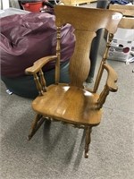 Oak Plank Bottom Rocking Chair