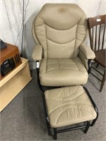 Tan Swivel/Rocking Chair with Foot Stool