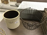 Wire Egg basket and #2 Crock
