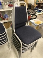6 Blue Stackable Chairs