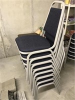 8 Blue Stackable Chairs
