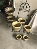 Grouping of Flower Pots and Plant Stands