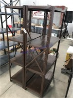 Pair lightweight metal shelves, 29.5W x 60" tall