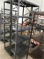 Pair lightweight metal shelves, 35.5"W x 71" tall