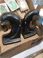 Metal horse bookends, 7" tall