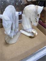 Marble horse bookends, 7" tall